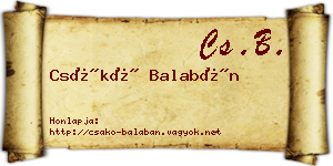Csákó Balabán névjegykártya